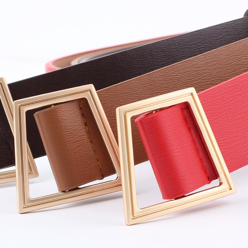 Women Belts Gold Buckle Leather Waist Strap Waistband Belts For Women-Belts-Arimonz-Arimonz