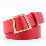 Women Belts Gold Buckle Leather Waist Strap Waistband Belts For Women-Belts-Arimonz-Red-Arimonz