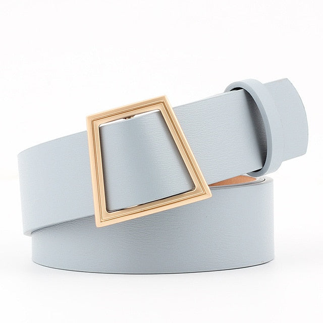 Women Belts Gold Buckle Leather Waist Strap Waistband Belts For Women-Belts-Arimonz-Sky Blue-Arimonz