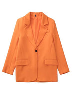 Women Blazers Set Women's Office Suit Coat Vintage Long Sleeve Jacket-Wear To Work Sets-Arimonz-Tops-Orange-XS-Arimonz