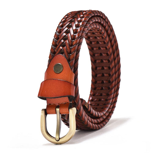 Women Braided Genuine Leather Belts Vintage Webbing Handmade Belts-Belts-Arimonz-Arimonz