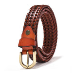 Women Braided Genuine Leather Belts Vintage Webbing Handmade Belts-Belts-Arimonz-Auburn-85cm/34inches-Arimonz