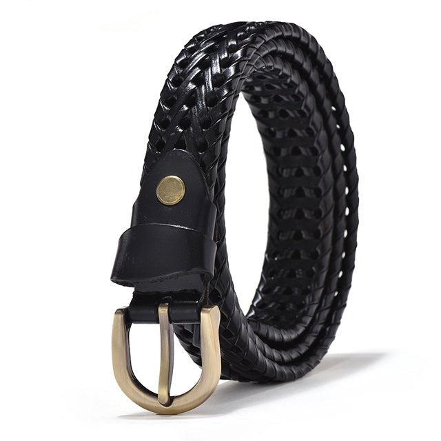 Women Braided Genuine Leather Belts Vintage Webbing Handmade Belts-Belts-Arimonz-black-85cm/34inches-Arimonz