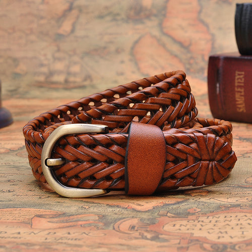 Women Braided Genuine Leather Belts Vintage Webbing Handmade Belts-Belts-Arimonz-Arimonz