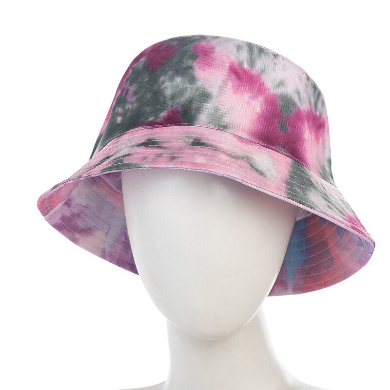 Women Bucket Hats Double-sided Wear Tie-Dye Printing Summer Women Cap-Bucket Hats-Arimonz-Arimonz
