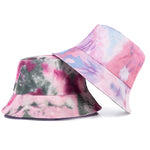 Women Bucket Hats Double-sided Wear Tie-Dye Printing Summer Women Cap-Bucket Hats-Arimonz-Rose Red Pink-Arimonz