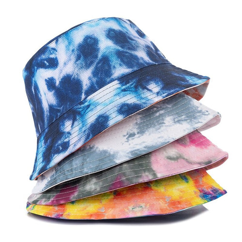 Women Bucket Hats Double-sided Wear Tie-Dye Printing Summer Women Cap-Bucket Hats-Arimonz-Arimonz