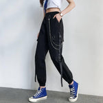 Women Cargo Pants Harem Pants Pockets Jogger Trousers With Chain Pants-Pants-Arimonz-Arimonz