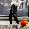 Women Cargo Pants Harem Pants Pockets Jogger Trousers With Chain Pants-Pants-Arimonz-Black with velvet-S-Arimonz
