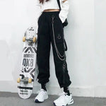 Women Cargo Pants Harem Pants Pockets Jogger Trousers With Chain Pants-Pants-Arimonz-Arimonz