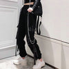 Women Cargo Pants Ribbon Pocket Jogger Elastic Waist Females Trousers-Pants-Arimonz-Black Chain-XS-Arimonz