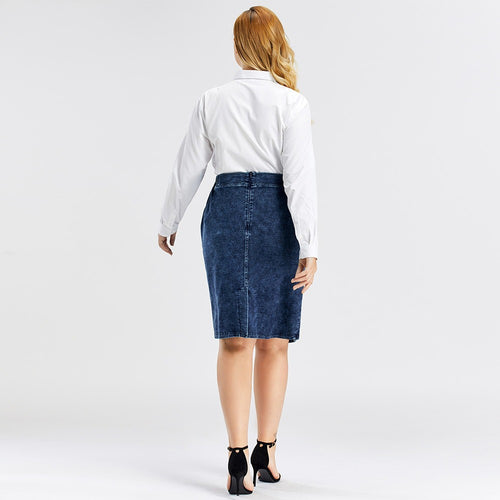 Women Denim Skirt High Flexibility Slim Fit Dress Casual Woven Skirt-Denim Skirts-Arimonz-Arimonz