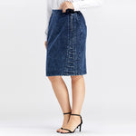 Women Denim Skirt High Flexibility Slim Fit Dress Casual Woven Skirt-Denim Skirts-Arimonz-Arimonz