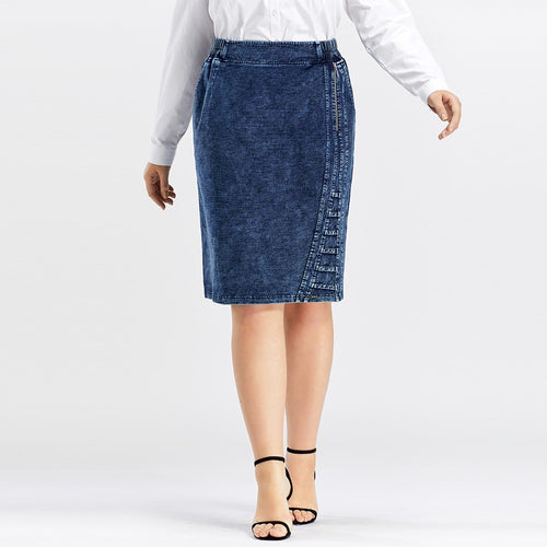 Women Denim Skirt High Flexibility Slim Fit Dress Casual Woven Skirt-Denim Skirts-Arimonz-50-Arimonz