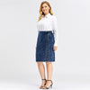 Women Denim Skirt High Flexibility Slim Fit Dress Casual Woven Skirt-Denim Skirts-Arimonz-Arimonz
