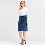 Women Denim Skirt High Flexibility Slim Fit Dress Casual Woven Skirt-Denim Skirts-Arimonz-Arimonz