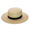 Women Fashionable Velvet Ribbon Straw Hat Flat Top Summer Sun Hats-Summer Hats-Arimonz-Arimonz