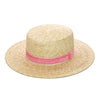 Women Fashionable Velvet Ribbon Straw Hat Flat Top Summer Sun Hats-Summer Hats-Arimonz-Arimonz
