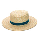Women Fashionable Velvet Ribbon Straw Hat Flat Top Summer Sun Hats-Summer Hats-Arimonz-darl green-Arimonz