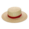 Women Fashionable Velvet Ribbon Straw Hat Flat Top Summer Sun Hats-Summer Hats-Arimonz-red-Arimonz