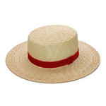 Women Fashionable Velvet Ribbon Straw Hat Flat Top Summer Sun Hats-Summer Hats-Arimonz-red-Arimonz