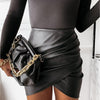 Women Faux Leather Skirt Pleated Black High Waist Slim Mini Skirt-Skirts-Arimonz-Arimonz