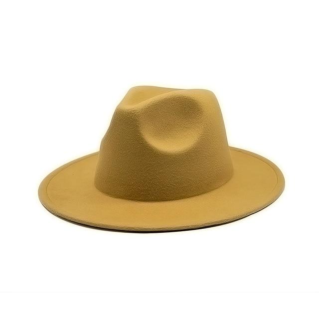 Women Felt Hat Fedoras Brim Hats For Women British Style Vintage Hats-Hats-Arimonz-Mustard-Arimonz