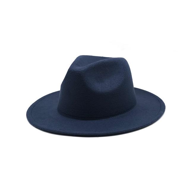 Women Felt Hat Fedoras Brim Hats For Women British Style Vintage Hats-Hats-Arimonz-Navy Blue-Arimonz