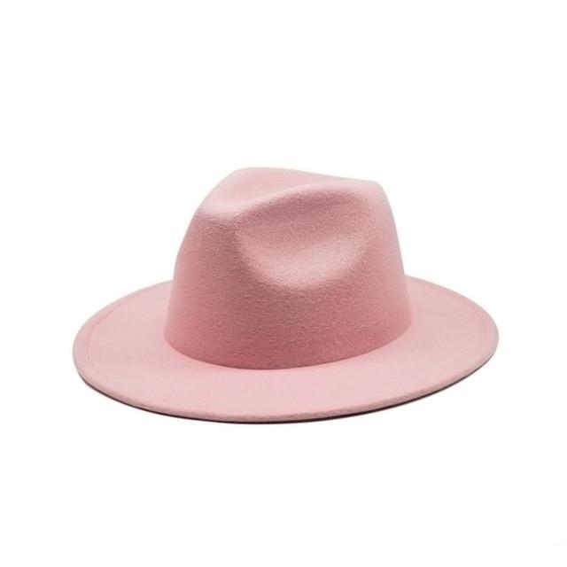 Women Felt Hat Fedoras Brim Hats For Women British Style Vintage Hats-Hats-Arimonz-Pink-Arimonz