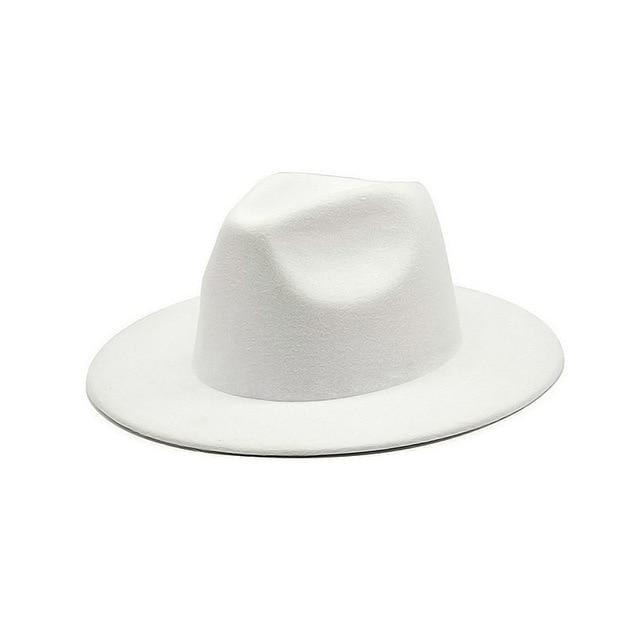 Women Felt Hat Fedoras Brim Hats For Women British Style Vintage Hats-Hats-Arimonz-White-Arimonz