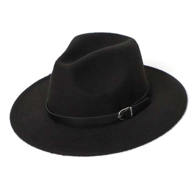 Women Felt Hat Winter Fedora Hat Women Felt Hats for Women-Winter Hats-Arimonz-Black-54cm/21.25inches Child-Arimonz
