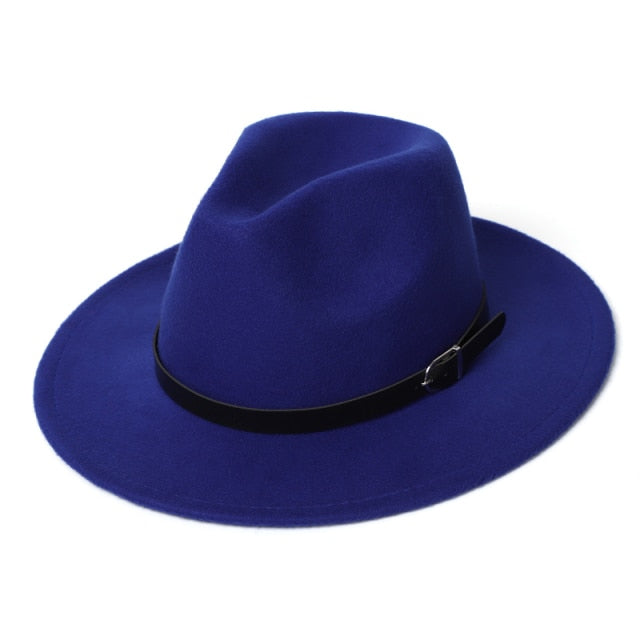 Women Felt Hat Winter Fedora Hat Women Felt Hats for Women-Winter Hats-Arimonz-Blue-54cm/21.25inches Child-Arimonz