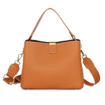 Women Genuine Leather Bag Bucket Handbag Lady Casual Shoulder Bag-Handbags-Arimonz-caramel-Arimonz
