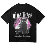Women Gothic Funny Print Cat T-shirt Streetwear Short Sleeve Tee Top-Tee-Arimonz-black-XS-Arimonz