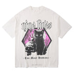 Women Gothic Funny Print Cat T-shirt Streetwear Short Sleeve Tee Top-Tee-Arimonz-white-XS-Arimonz