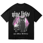 Women Gothic Funny Print Cat T-shirt Streetwear Short Sleeve Tee Top-Tee-Arimonz-Arimonz