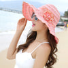 Women Hat Style Flower Packable Large Wide Brim Hat Adjustable Hat-Summer Hats-Arimonz-Arimonz