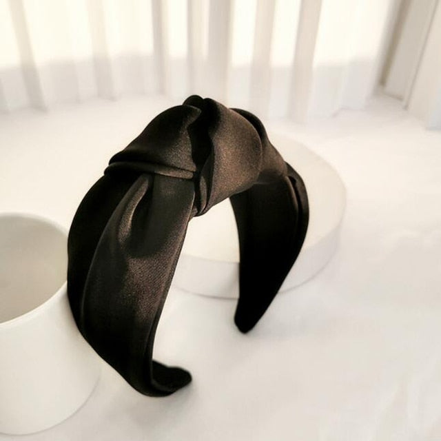 Women Headband Wide Side Hairband Center Knot Hair Accessory-Hair Accessories-Arimonz-Black-Arimonz