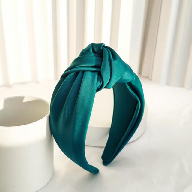 Women Headband Wide Side Hairband Center Knot Hair Accessory-Hair Accessories-Arimonz-Green-Arimonz