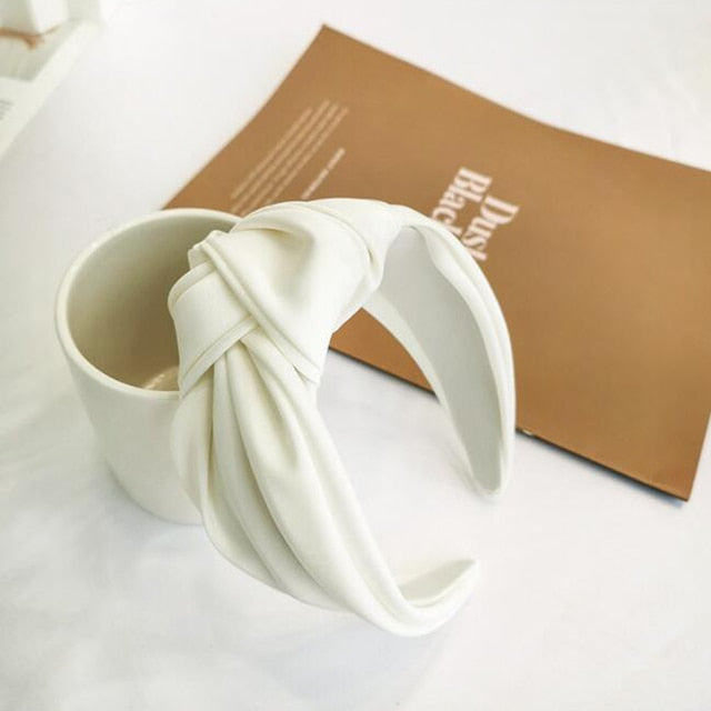 Women Headband Wide Side Hairband Center Knot Hair Accessory-Hair Accessories-Arimonz-White-Arimonz