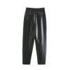 Women High Waist Black Faux Leather Pants Loose Pencil Elegant Trouser-Pants-Arimonz-Arimonz