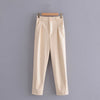 Women High Waist Black Faux Leather Pants Loose Pencil Elegant Trouser-Pants-Arimonz-Arimonz