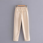 Women High Waist Black Faux Leather Pants Loose Pencil Elegant Trouser-Pants-Arimonz-Arimonz