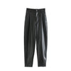 Women High Waist Black Faux Leather Pants Loose Pencil Elegant Trouser-Pants-Arimonz-Arimonz