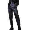Women High Waist Black Faux Leather Pants Loose Pencil Elegant Trouser-Pants-Arimonz-Arimonz