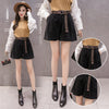 Women High Waist Corduroy Shorts With Belt Loose Wide Leg Shorts-Shorts-Arimonz-Arimonz