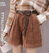 Women High Waist Corduroy Shorts With Belt Loose Wide Leg Shorts-Shorts-Arimonz-Brown-S-Arimonz