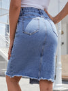 Women High Waist Denim Skirts Summer Mid-length Irregular Jeans Skirt-Denim Skirts-Arimonz-Arimonz