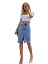 Women High Waist Denim Skirts Summer Mid-length Irregular Jeans Skirt-Denim Skirts-Arimonz-Arimonz