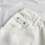 Women High Waisted Denim Jean Black White Solid Cotton Zipper Fly-Denim Shorts-Arimonz-Arimonz